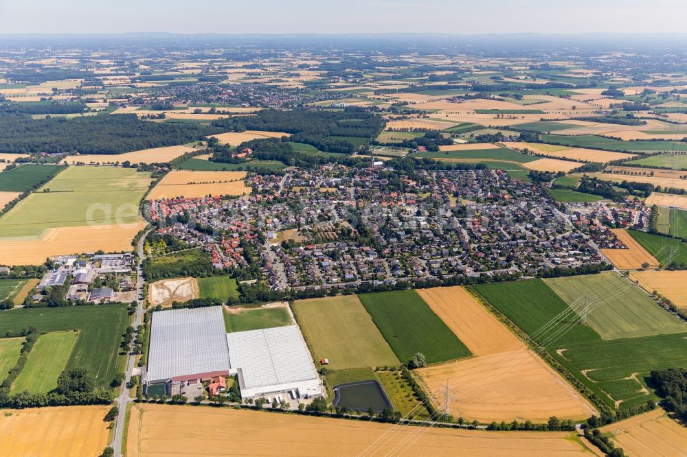 Vorhelm from above - City view of the city area of in Vorhelm in the state North Rhine-Westphalia, Germany