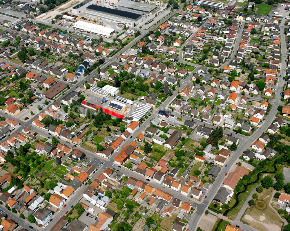 Aerial image Waghäusel - City view on down town on street Fridolinstrasse in the district Kirrlach in Waghaeusel in the state Baden-Wuerttemberg, Germany