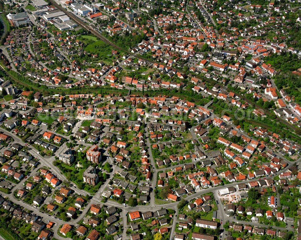 Walkersbach from above - City view on down town in Walkersbach in the state Baden-Wuerttemberg, Germany