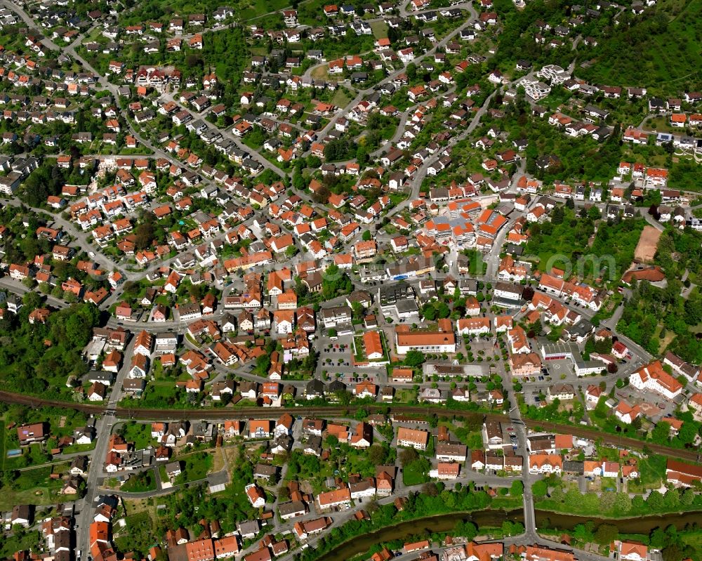 Aerial image Walkersbach - City view on down town in Walkersbach in the state Baden-Wuerttemberg, Germany