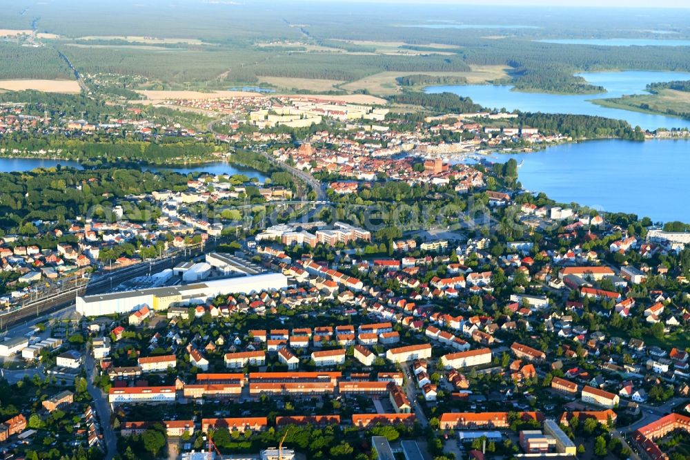 Aerial photograph Waren (Müritz) - City view of the city area of in Waren (Mueritz) in the state Mecklenburg - Western Pomerania, Germany
