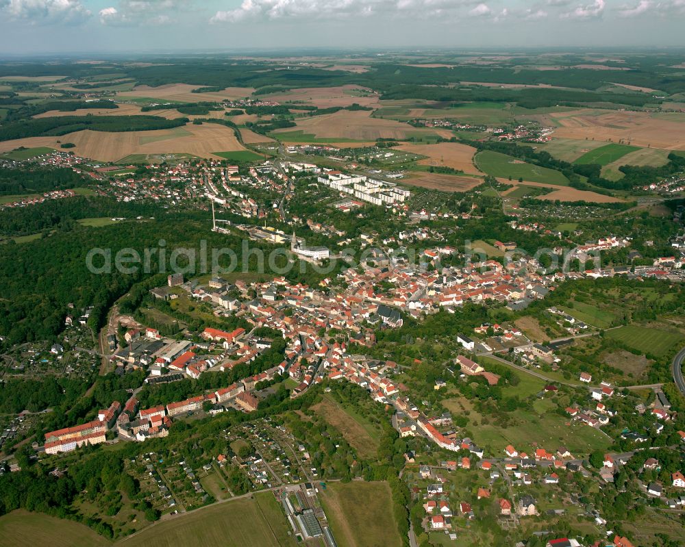 Aerial image Weida - City view on down town in Weida in the state Thuringia, Germany