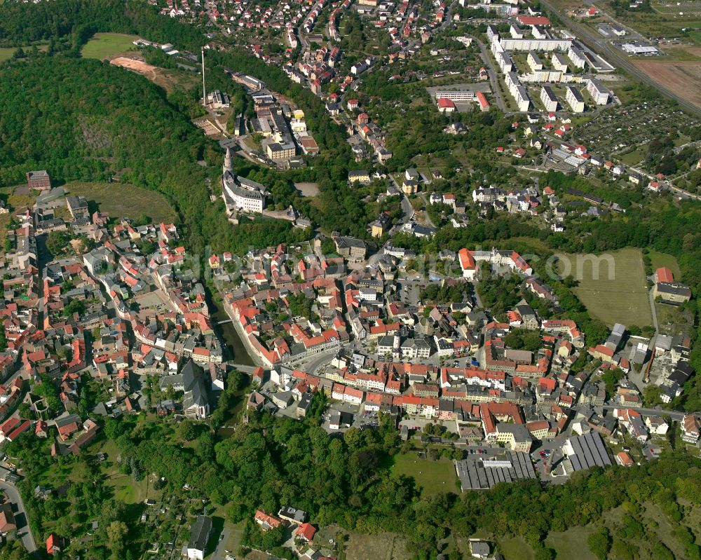 Aerial photograph Weida - City view on down town in Weida in the state Thuringia, Germany