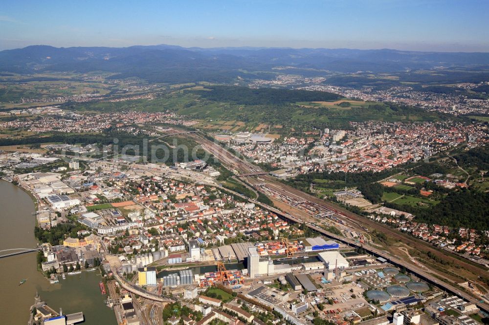 Weil am Rhein from the bird's eye view: City view from the center of in Weil am Rhein in the state Baden-Wuerttemberg