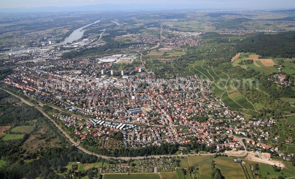 Aerial photograph Weil am Rhein - City view from the center of Weil am Rhein in the state Baden-Wuerttemberg