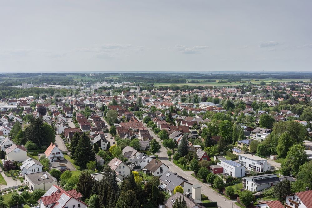 Aerial image Weißenhorn - City view of the city area of in Weissenhorn in the state Bavaria