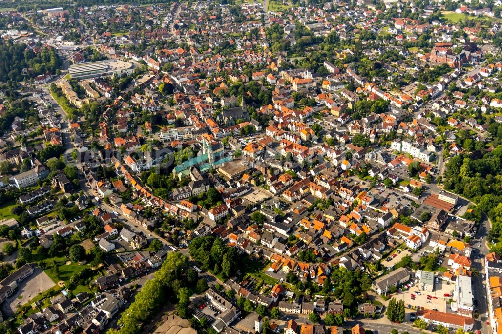 Werl from the bird's eye view: City view on down town in Werl in the state North Rhine-Westphalia, Germany