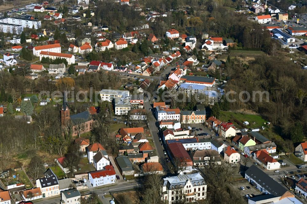 Werneuchen from above - City view of the city area of in Werneuchen in the state Brandenburg, Germany