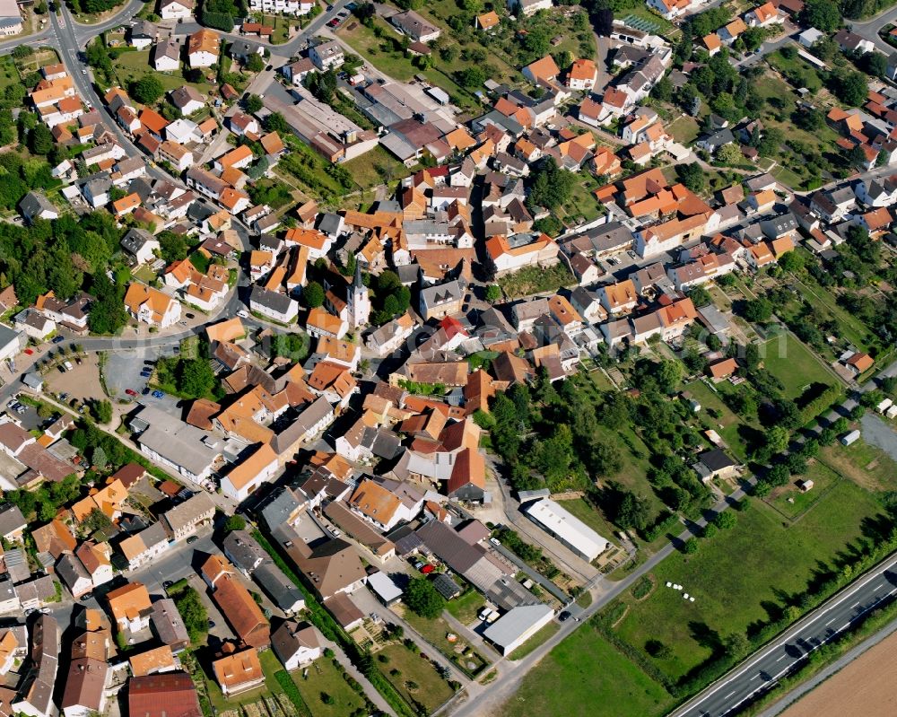 Wersau from above - City view on down town in Wersau in the state Hesse, Germany