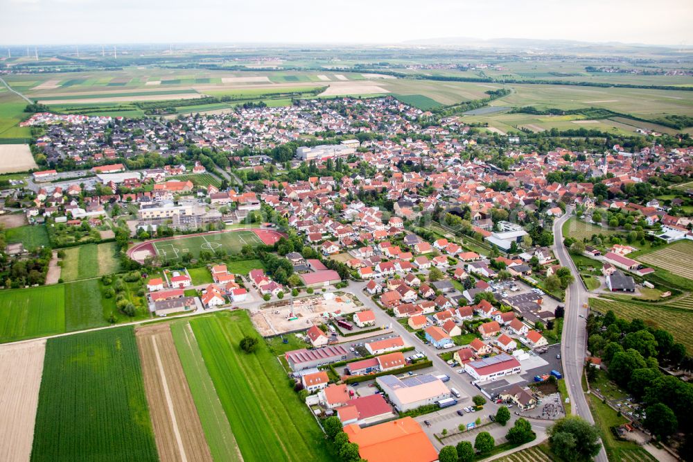 Aerial photograph Westhofen - City view on down town in Westhofen in the state Rhineland-Palatinate, Germany