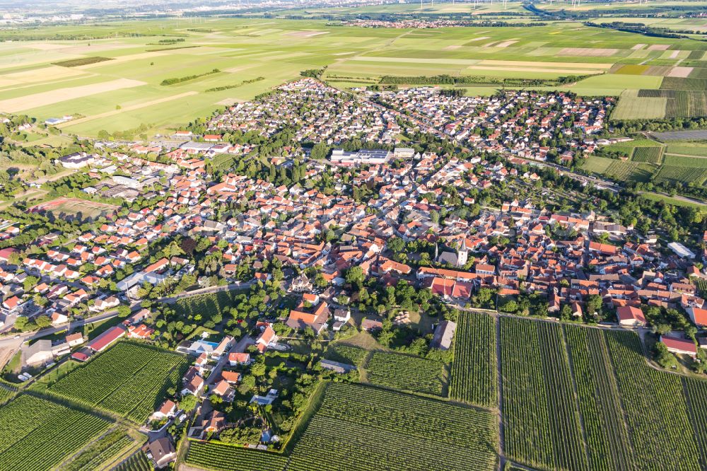 Westhofen from above - City view on down town in Westhofen in the state Rhineland-Palatinate, Germany