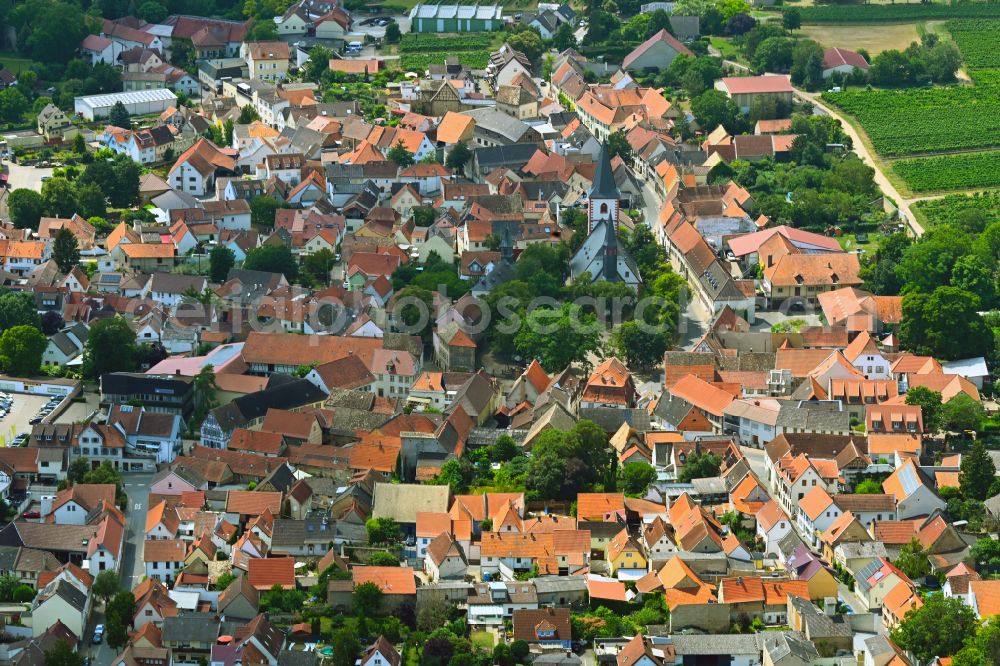 Westhofen from above - City view on down town in Westhofen in the state Rhineland-Palatinate, Germany