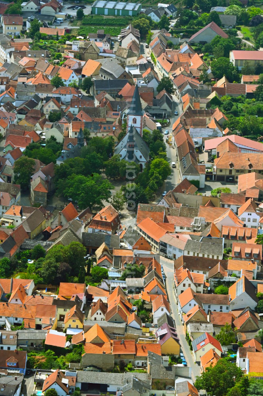 Aerial image Westhofen - City view on down town in Westhofen in the state Rhineland-Palatinate, Germany