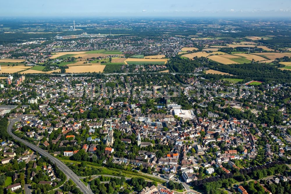 Kamen from the bird's eye view: City view of the inner-city area at the Westring in Kamen in the state North Rhine-Westphalia