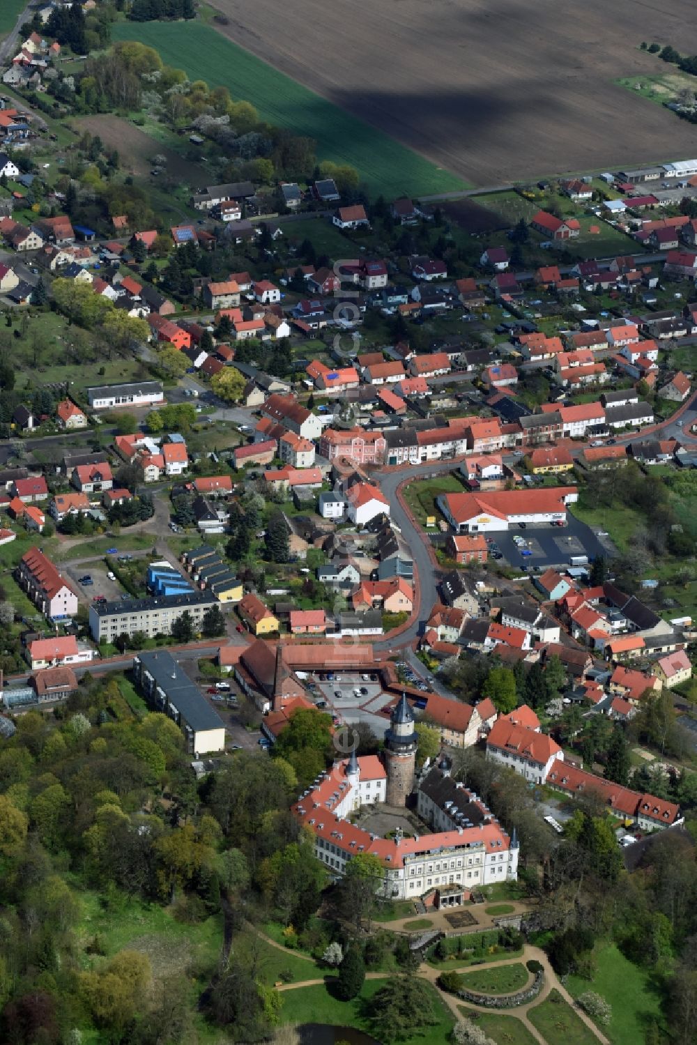 Wiesenburg/Mark from above - City view of the city area of in Wiesenburg/Mark in the state Brandenburg