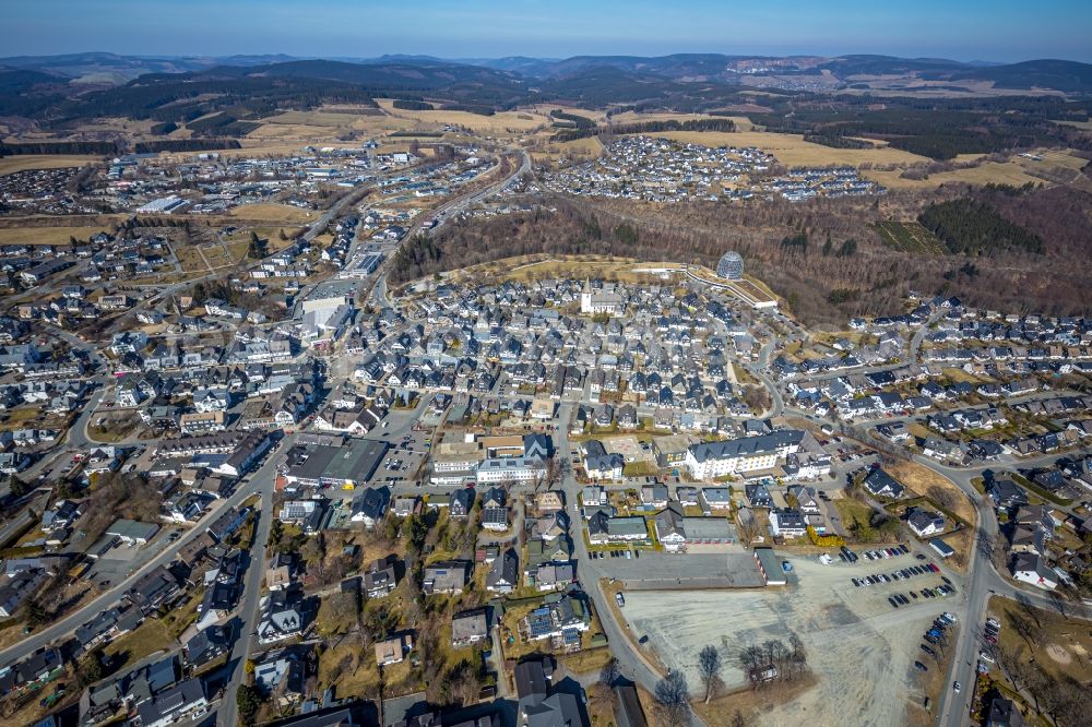 Aerial photograph Winterberg - city view on down town in Winterberg in the state North Rhine-Westphalia, Germany