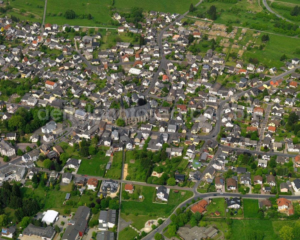 Aerial image Wirges - City view from the center of in Wirges in the state Rhineland-Palatinate