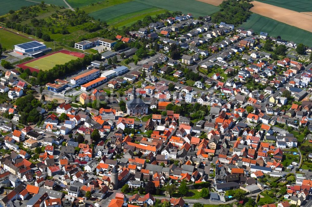 Wölfersheim from the bird's eye view: City view on down town in Woelfersheim in the state Hesse, Germany