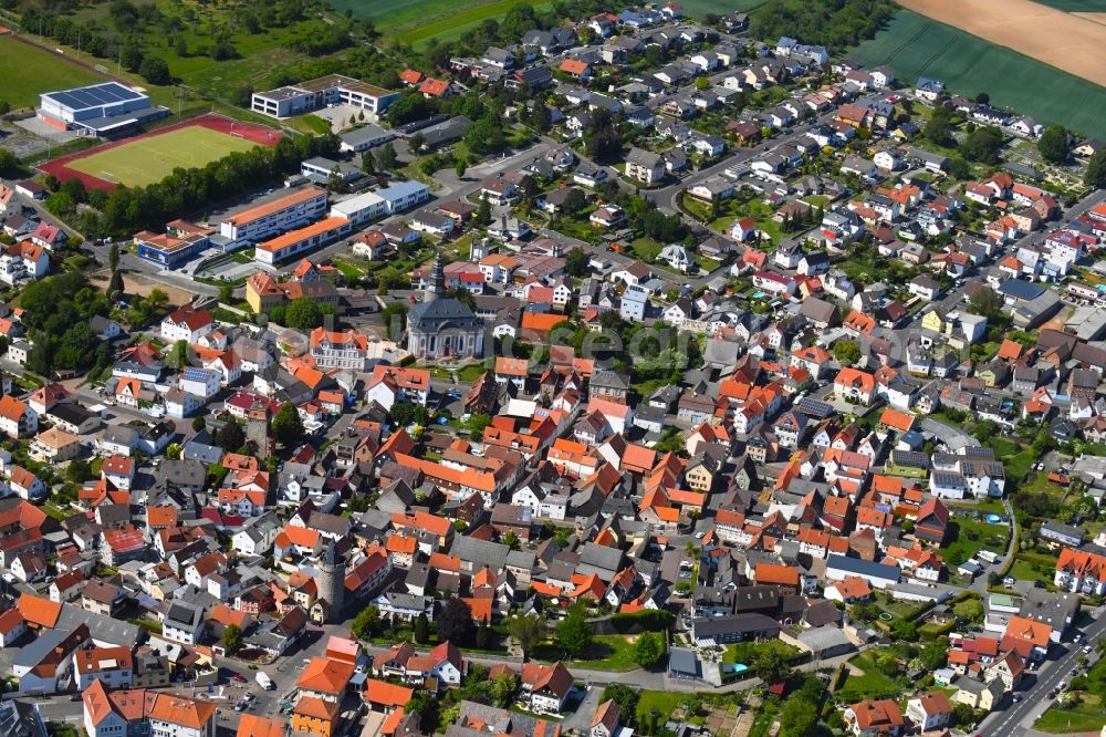 Aerial image Wölfersheim - City view on down town in Woelfersheim in the state Hesse, Germany