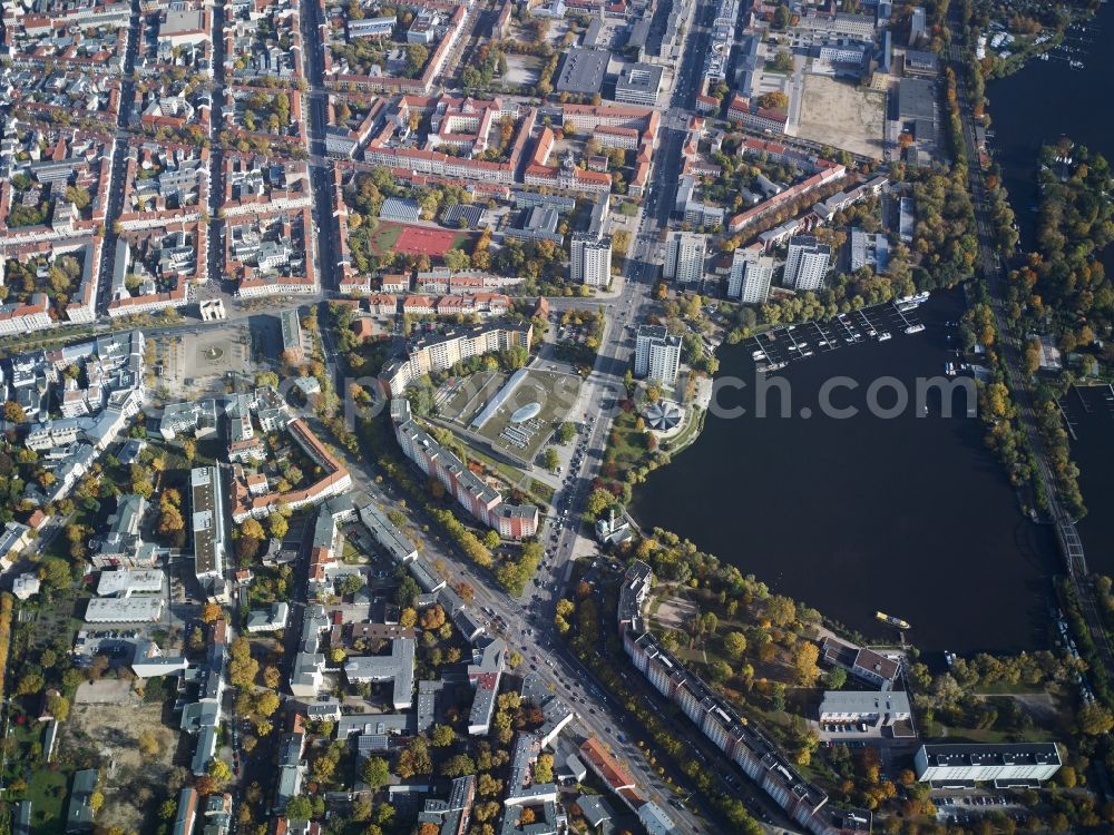 Aerial image Potsdam - Cityscape of downtown area of residential Breite Strasse in Potsdam in Brandenburg