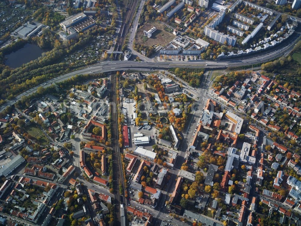 Aerial image Potsdam - City view of the inner-city area of a housing area at the Nuthestrasse and the Aradosee in the district Babelsberg in Potsdam in the state Brandenburg