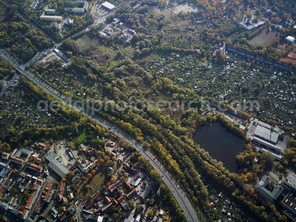 Potsdam from above - City view of the inner-city area of a housing area at the Nuthestrasse and the Aradosee in the district Babelsberg in Potsdam in the state Brandenburg