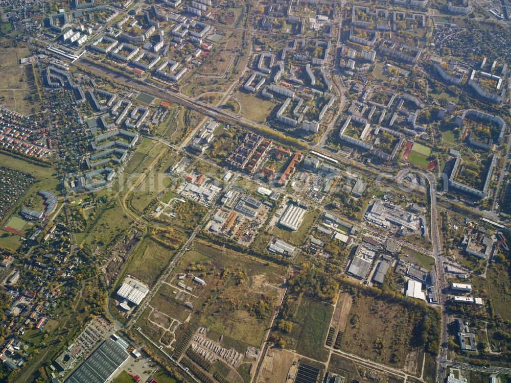 Berlin from above - City view of the inner-city area of the hausing Aera at the Maerkische Allee between Ahrensfelder Chaussee and Bitterfelder Strasse in Berlin in Germany