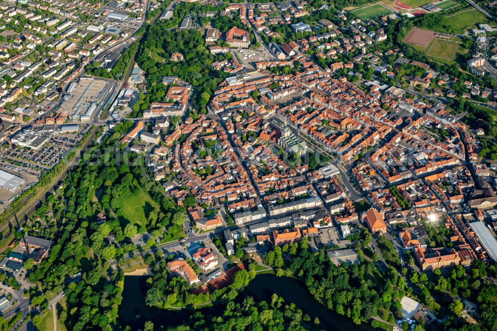 Wolfenbüttel from above - City view on down town of Wolfenbuettel in the state Lower Saxony, Germany