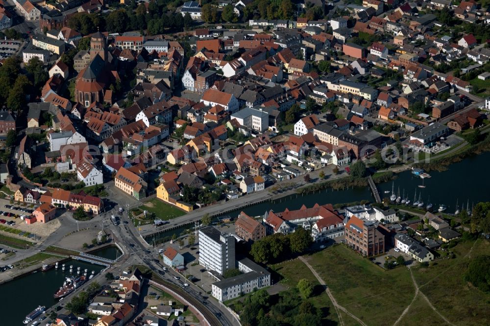 Wolgast from above - City view of the city area of in Wolgast in the state Mecklenburg - Western Pomerania