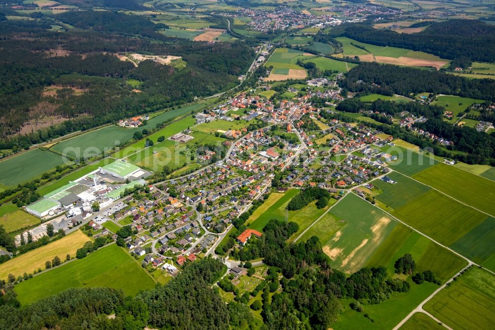 Wrexen from the bird's eye view: City view on down town in Wrexen in the state Hesse, Germany