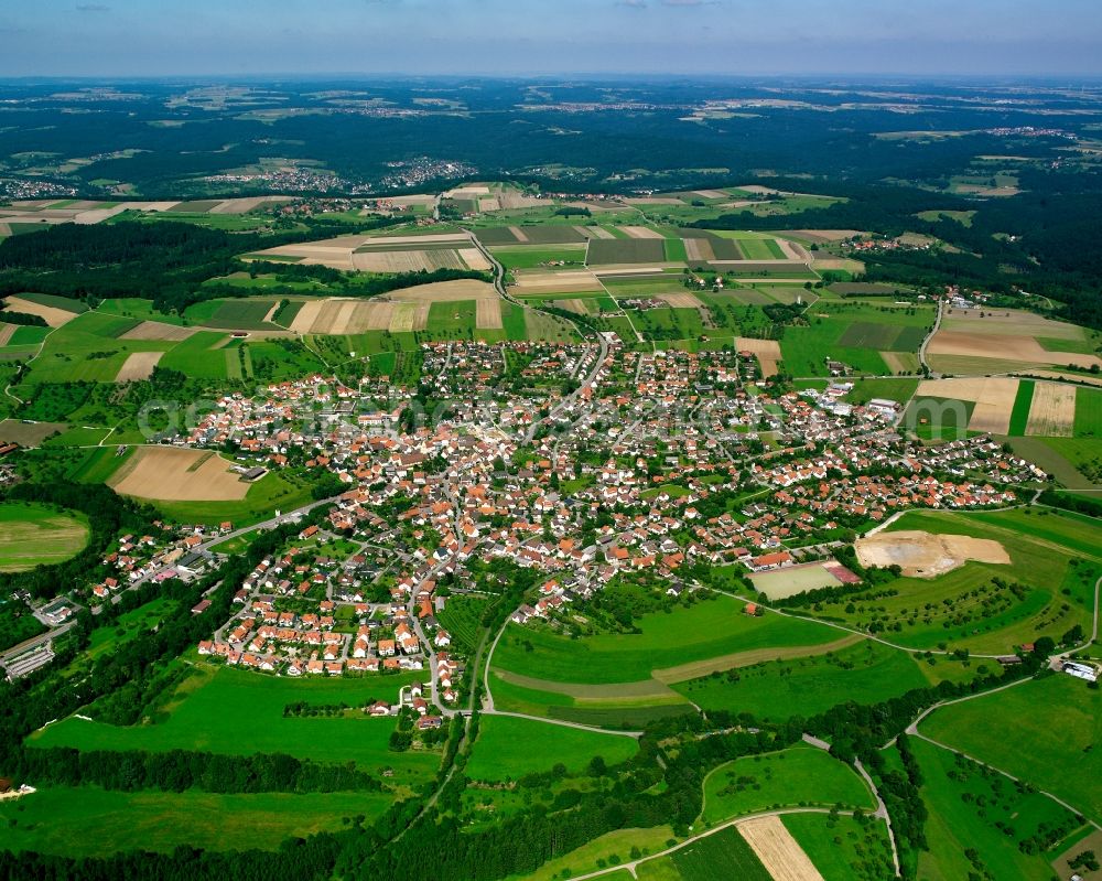 Aerial photograph Wäschenbeuren - City view on down town in Wäschenbeuren in the state Baden-Wuerttemberg, Germany