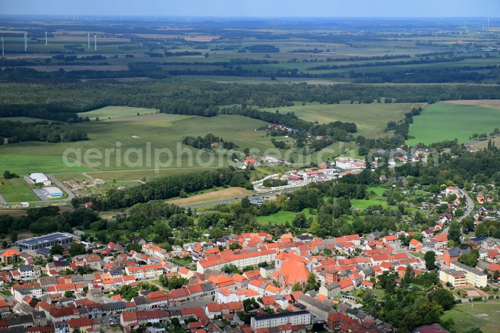 Aerial photograph Wusterhausen/Dosse - City view on down town in Wusterhausen/Dosse in the state Brandenburg, Germany