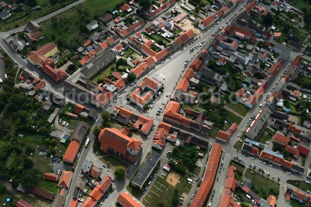 Aerial image Wusterhausen/Dosse - City view on down town in Wusterhausen/Dosse in the state Brandenburg, Germany