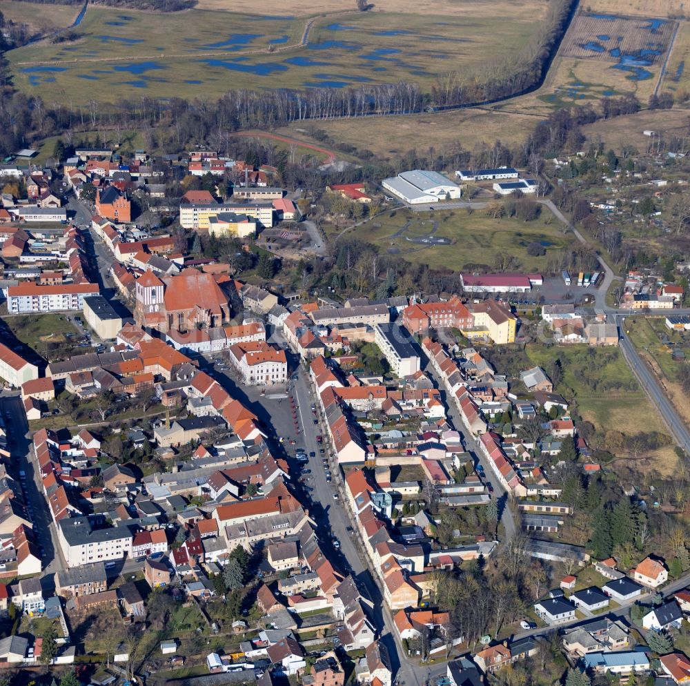 Wusterhausen/Dosse from the bird's eye view: City view on down town in Wusterhausen/Dosse in the state Brandenburg, Germany