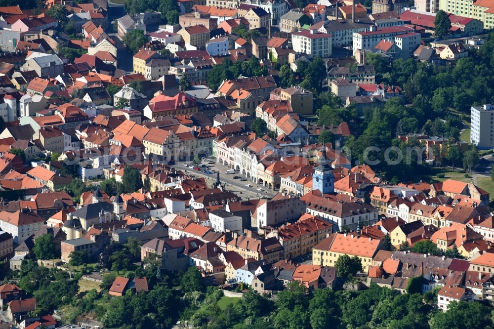 Zatec - Saaz from above - City view of the city area of in Zatec - Saaz in Ustecky kraj - Aussiger Region, Czech Republic