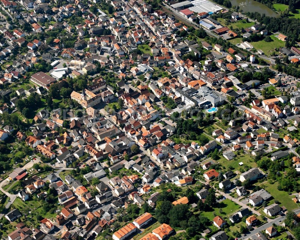 Zell from above - City view on down town in Zell in the state Hesse, Germany