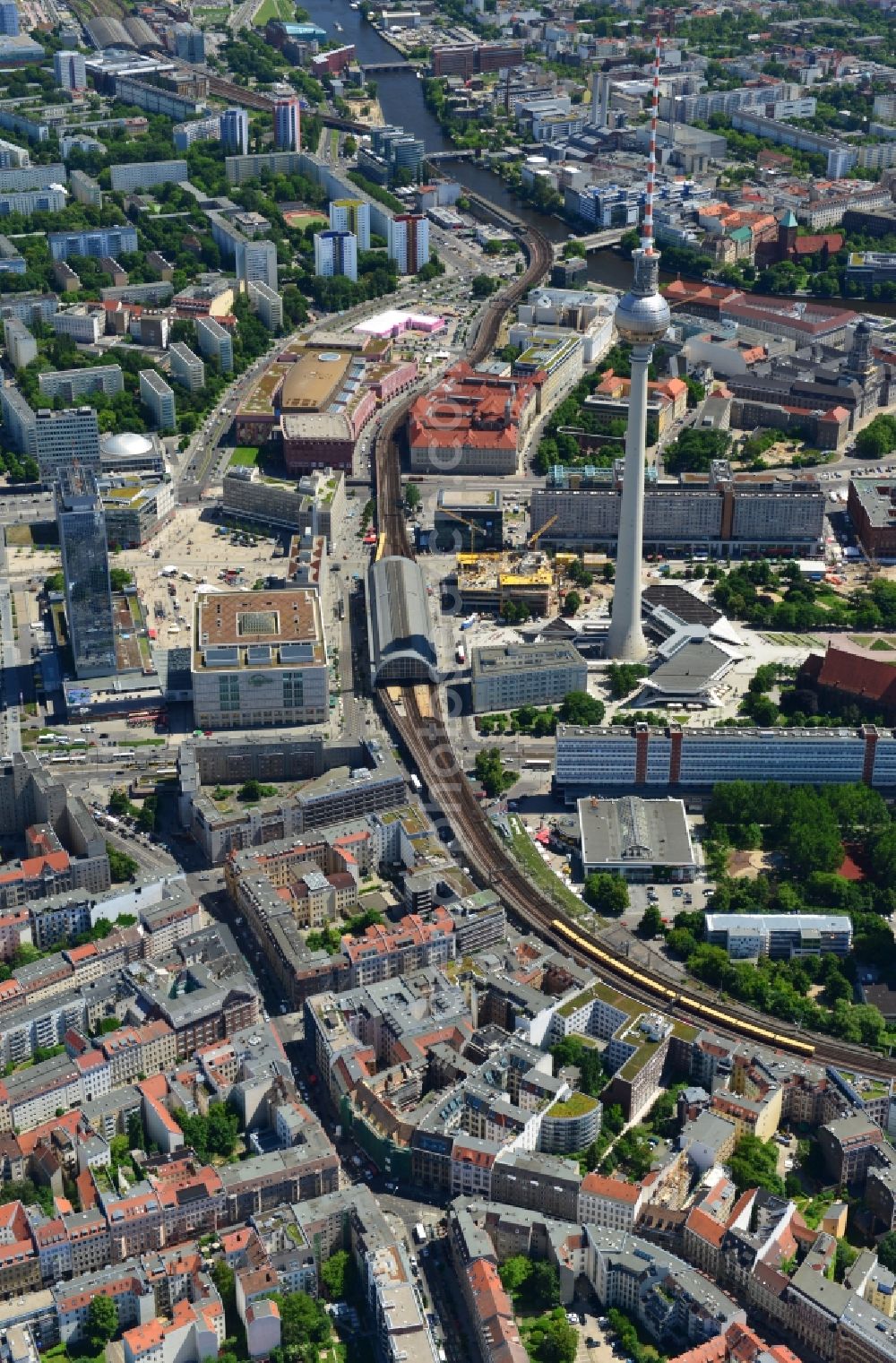 Berlin Mitte from the bird's eye view: Cityscape downtown area in the center of East Berlin Mitte