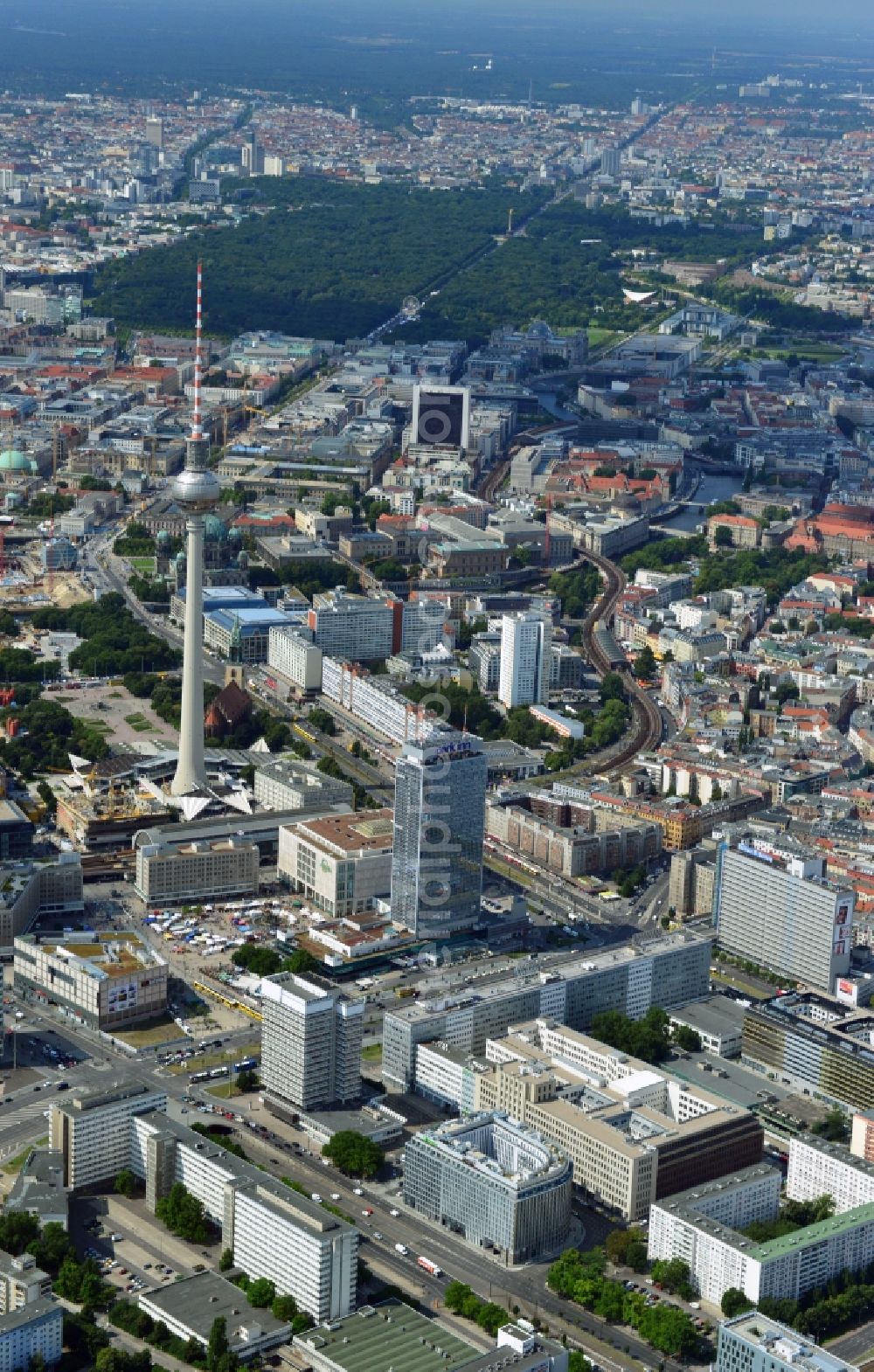 Berlin Mitte from the bird's eye view: Cityscape downtown area in the center of East Berlin Mitte