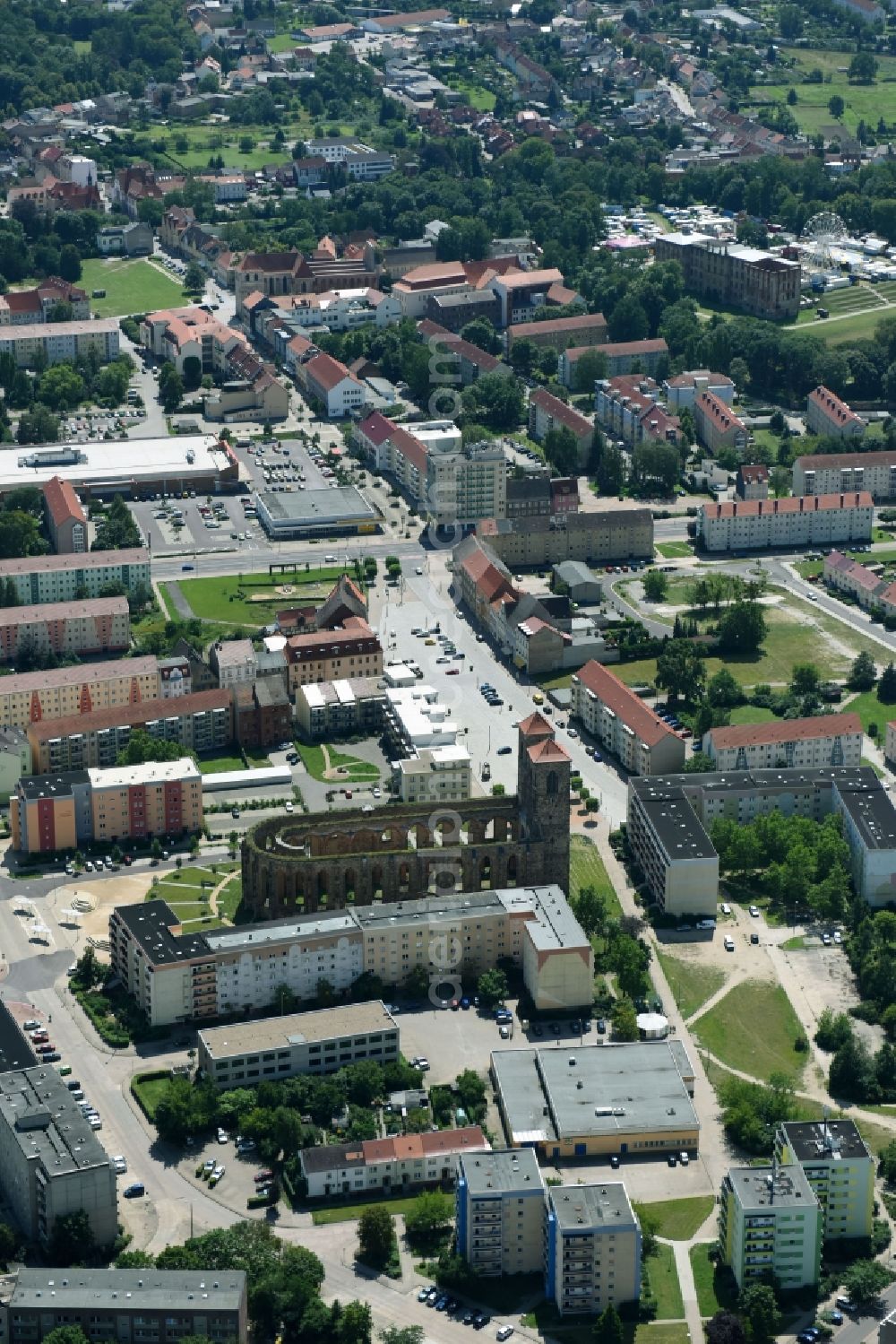 Zerbst/Anhalt from above - City view of the city area of in Zerbst/Anhalt in the state Saxony-Anhalt, Germany