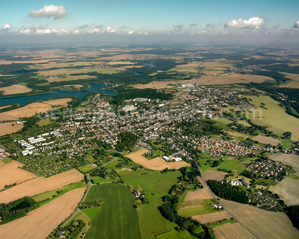 Zeulenroda from above - City view on down town in Zeulenroda in the state Thuringia, Germany