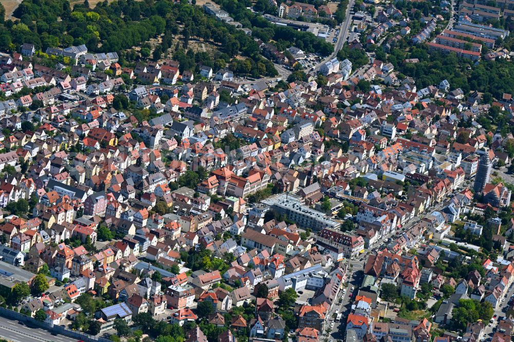 Aerial photograph Zuffenhausen - City view on down town in Zuffenhausen in the state Baden-Wuerttemberg, Germany