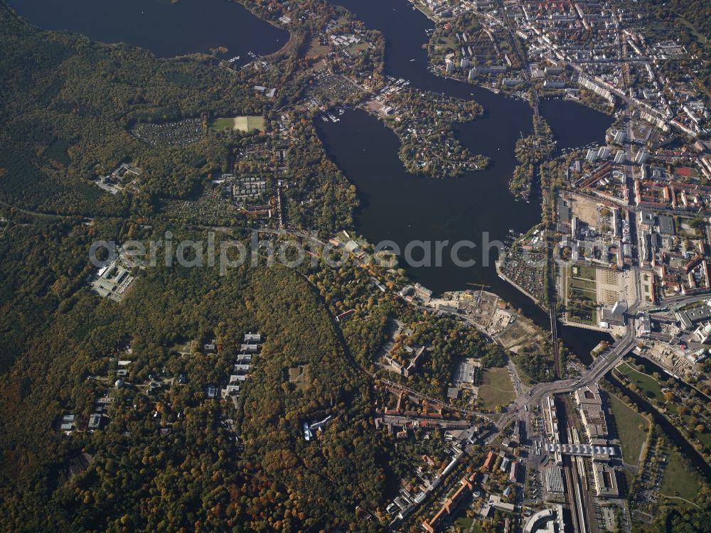 Aerial photograph Potsdam - Cityscape of downtown area between Havel, Central Station Templiner suburb in Potsdam in Brandenburg