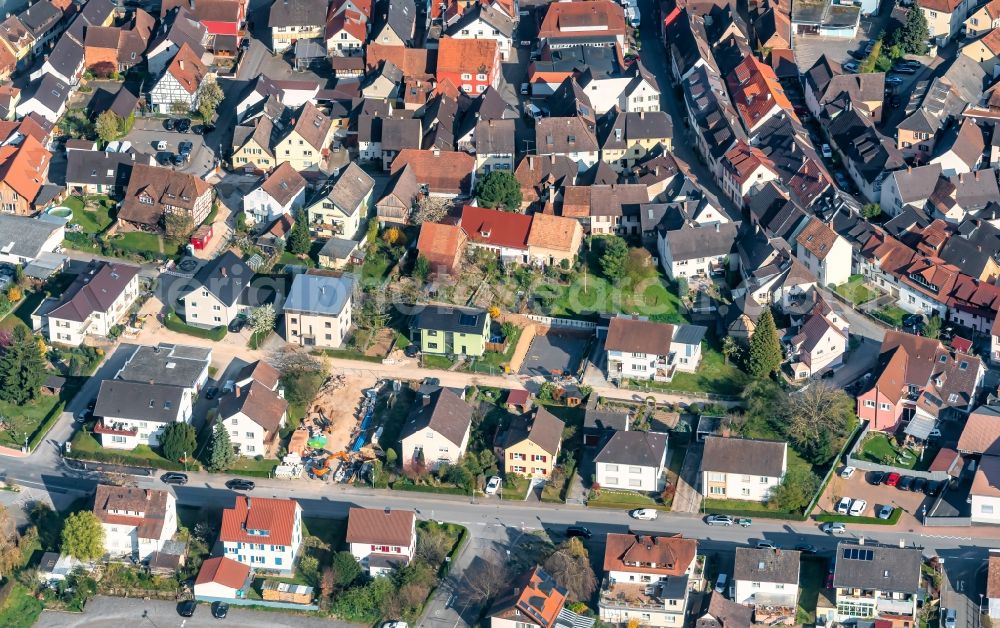 Aerial image Ettenheim - City view of downtown area Altstadt Ettenheim with Kirche in Ettenheim in the state Baden-Wuerttemberg, Germany