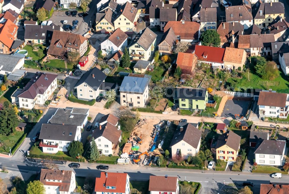 Ettenheim from above - City view of downtown area Altstadt Ettenheim with Kirche in Ettenheim in the state Baden-Wuerttemberg, Germany