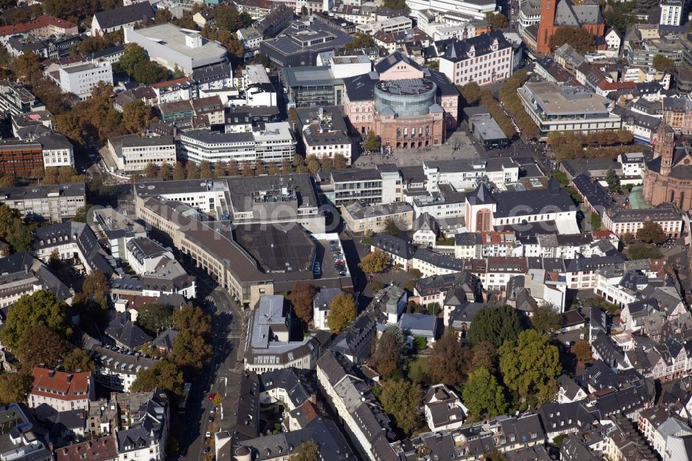 Mainz from above - City view of downtown area of Altstadt in Mainz in the state Rhineland-Palatinate, Germany