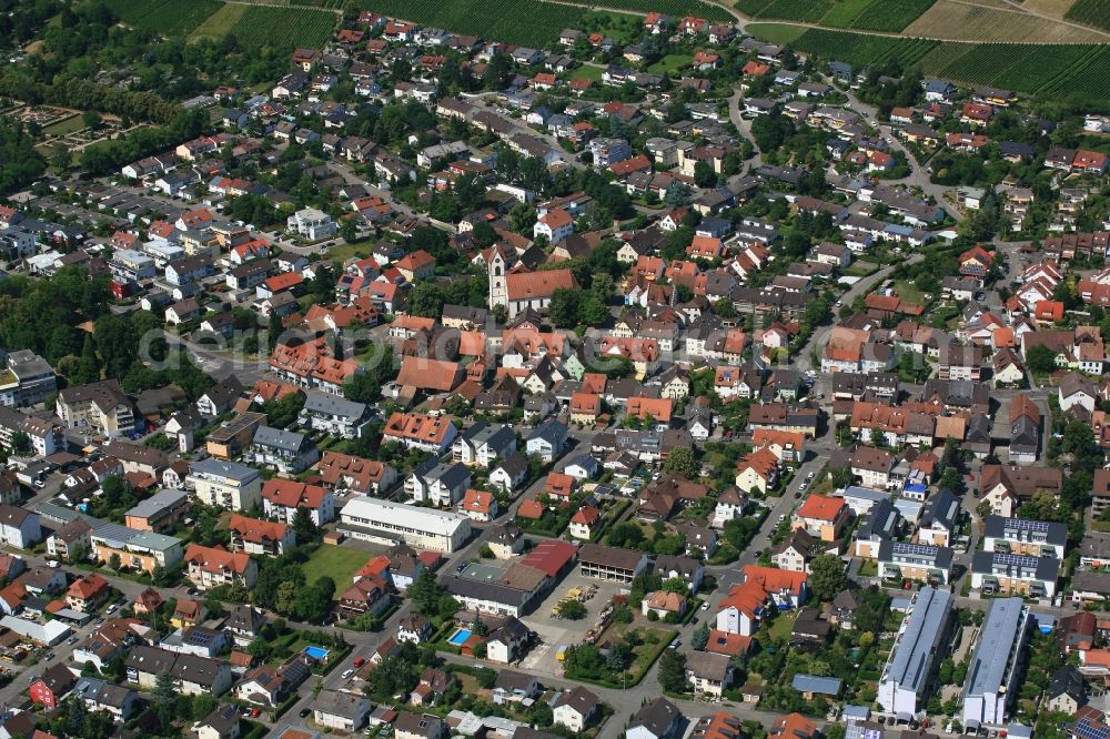 Aerial photograph Weil am Rhein - City view of downtown area Altweil in Weil am Rhein in the state Baden-Wurttemberg, Germany