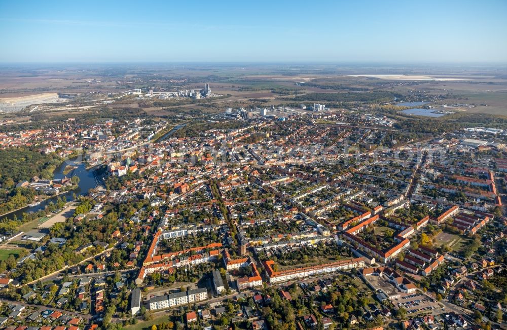 Bernburg (Saale) from the bird's eye view: City view of downtown area in Bernburg (Saale) in the state Saxony-Anhalt, Germany