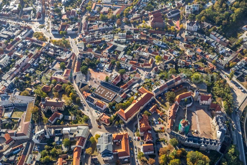 Bernburg (Saale) from above - City view of downtown area in Bernburg (Saale) in the state Saxony-Anhalt, Germany