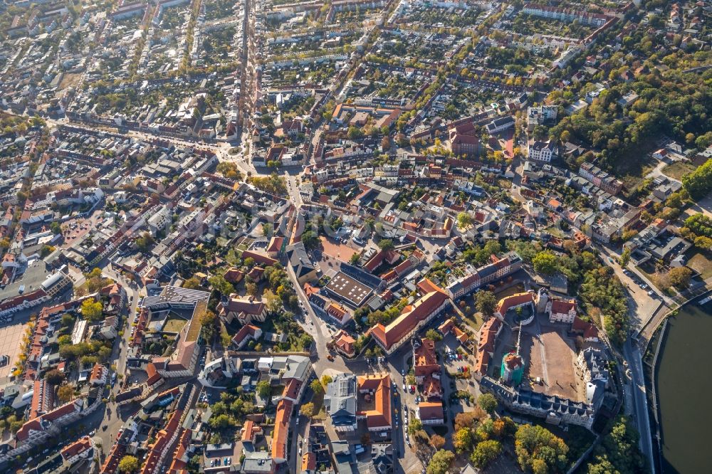 Bernburg (Saale) from the bird's eye view: City view of downtown area in Bernburg (Saale) in the state Saxony-Anhalt, Germany