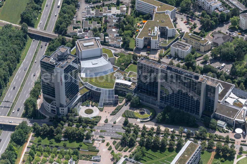 Aerial photograph Stuttgart - City view of downtown area with view on the Dormero hotel, the stage Apollo theater and the SI-Centrum in Stuttgart in the state Baden-Wuerttemberg